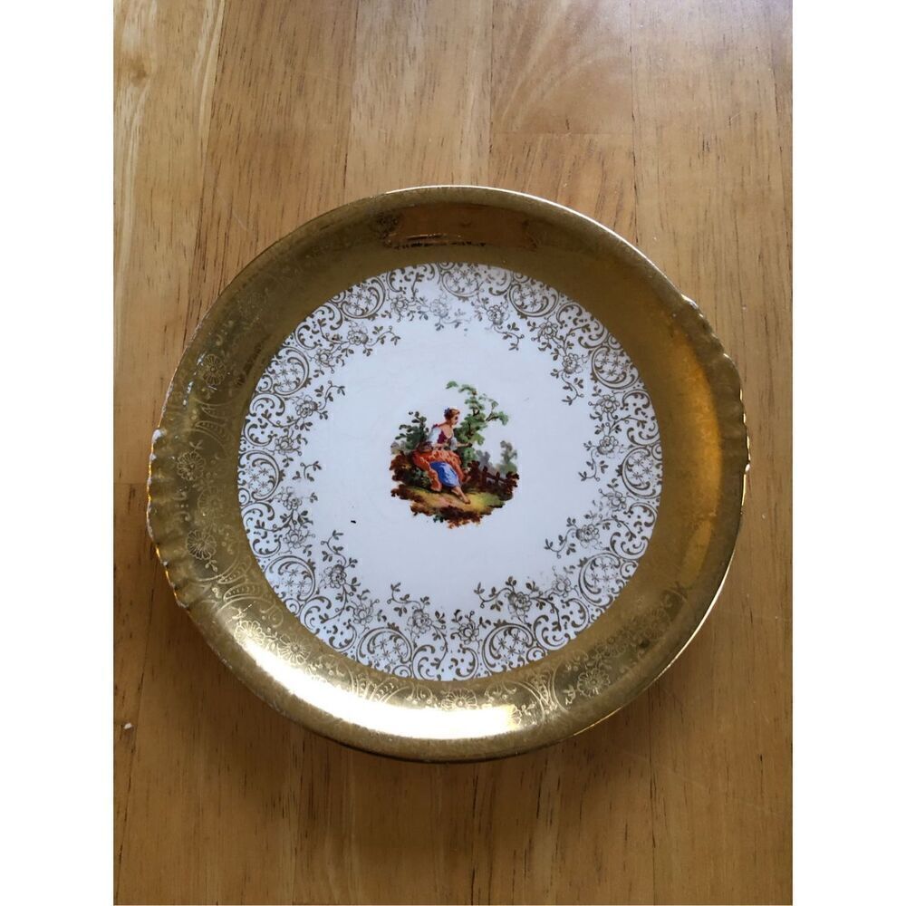 Vintage Paden City Pottery 22kt Gold Warranted Serving Set Of 4 Plate